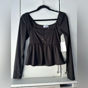 Electric Family Black Buttoned Top